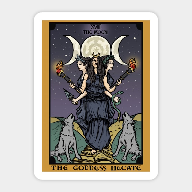 Hecate Triple Moon Goddess of Witchcraft and Magick Witch Hekate Wheel Tarot Card Sticker by TheGhoulishGarb